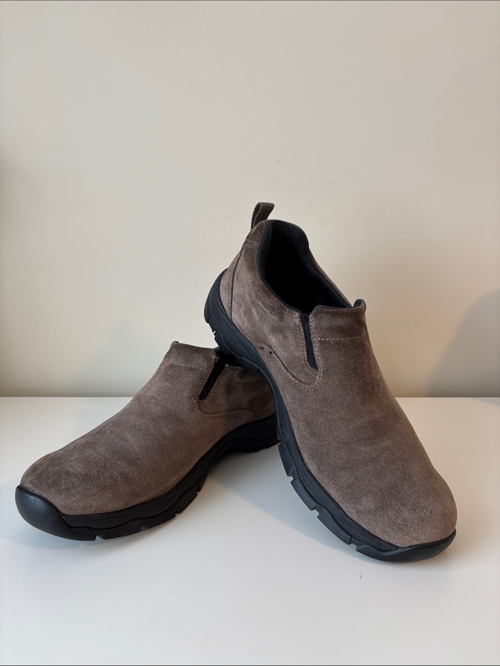 L.L.Bean Men’s Taupe Suede Casual Slip-On Loafers Shoes 10 EUC